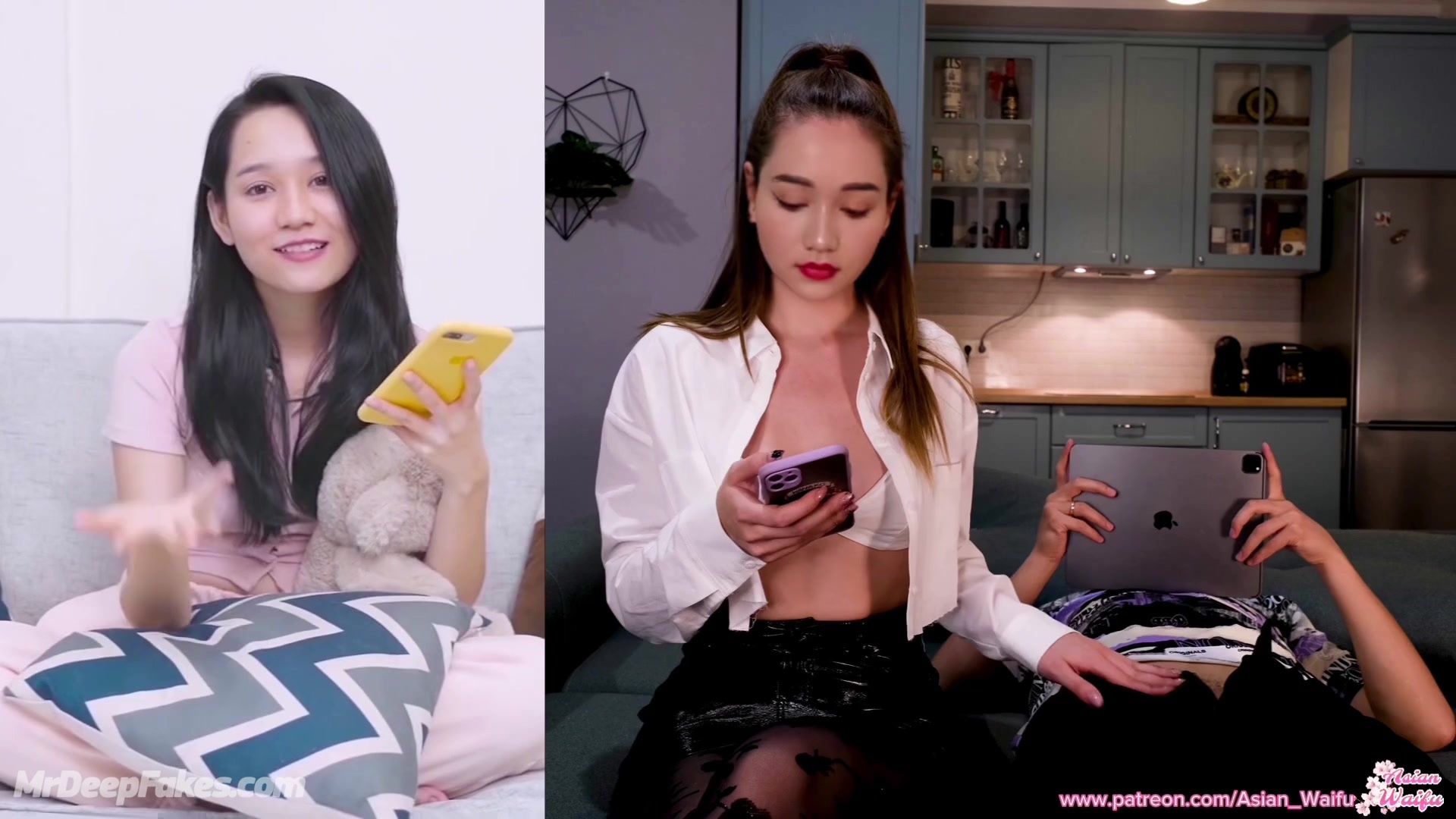 She gets distracted by phone during masturbation / Truc Anh real fake